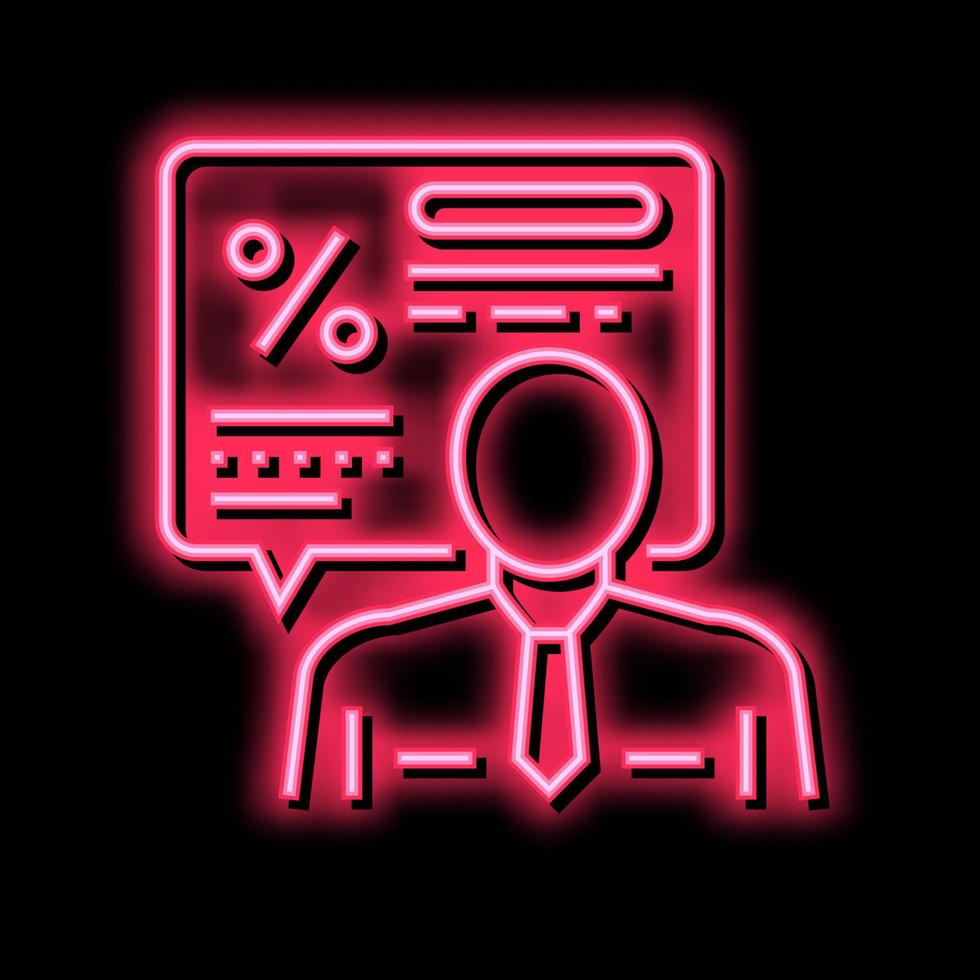 Manager erklären Darlehen Neon- glühen Symbol Illustration vektor