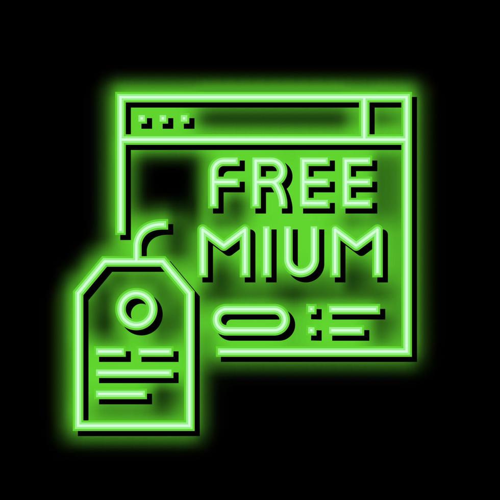 Freemium online Bedienung Abonnement Neon- glühen Symbol Illustration vektor