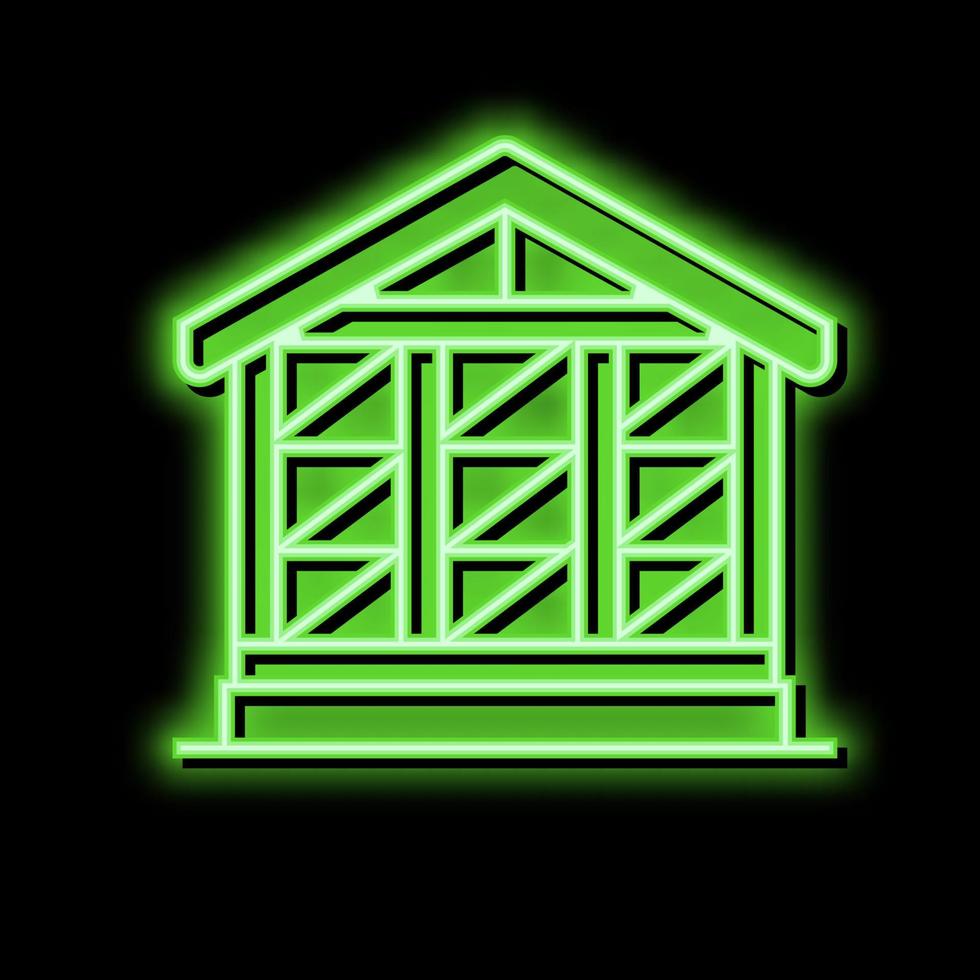 trä- ram byggnad neon glöd ikon illustration vektor