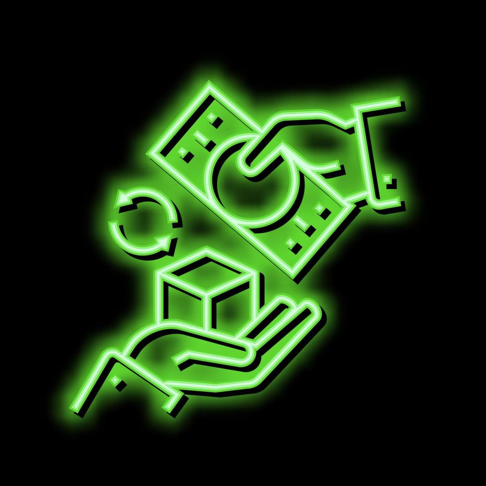 Zahlung zum Waren Neon- glühen Symbol Illustration vektor