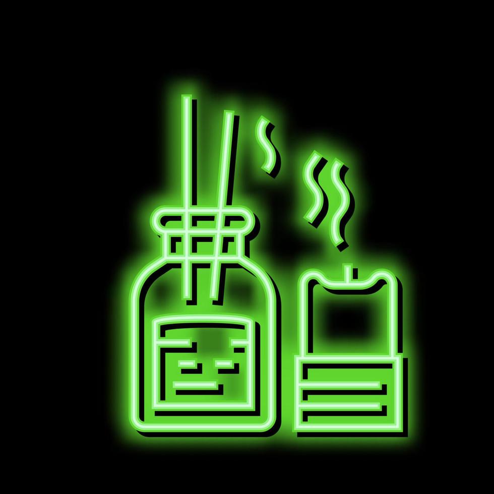 arom terapi Tillbehör neon glöd ikon illustration vektor