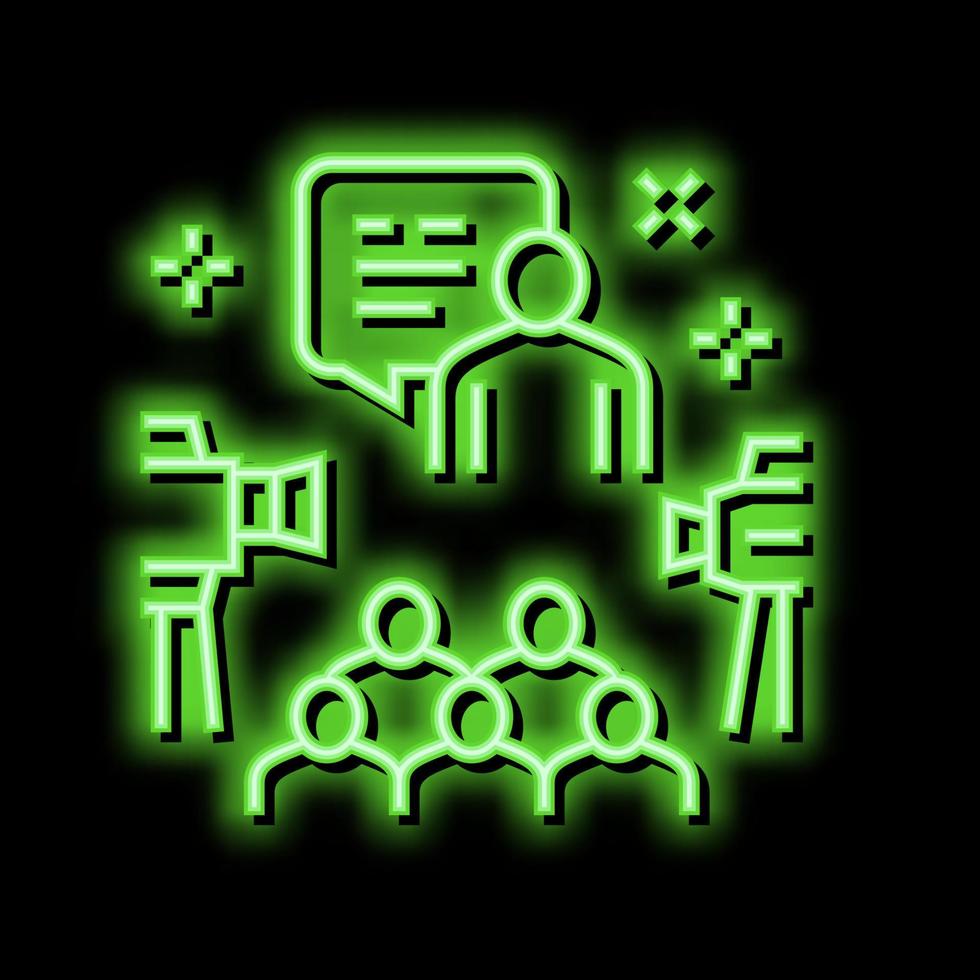 Treffen und Konferenz Neon- glühen Symbol Illustration vektor