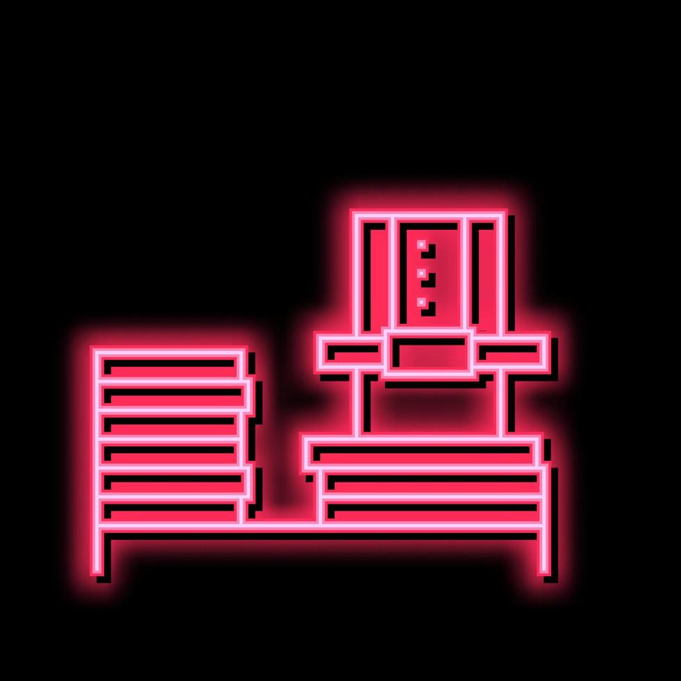 Sperrholz Fabrik Ausrüstung Neon- glühen Symbol Illustration vektor