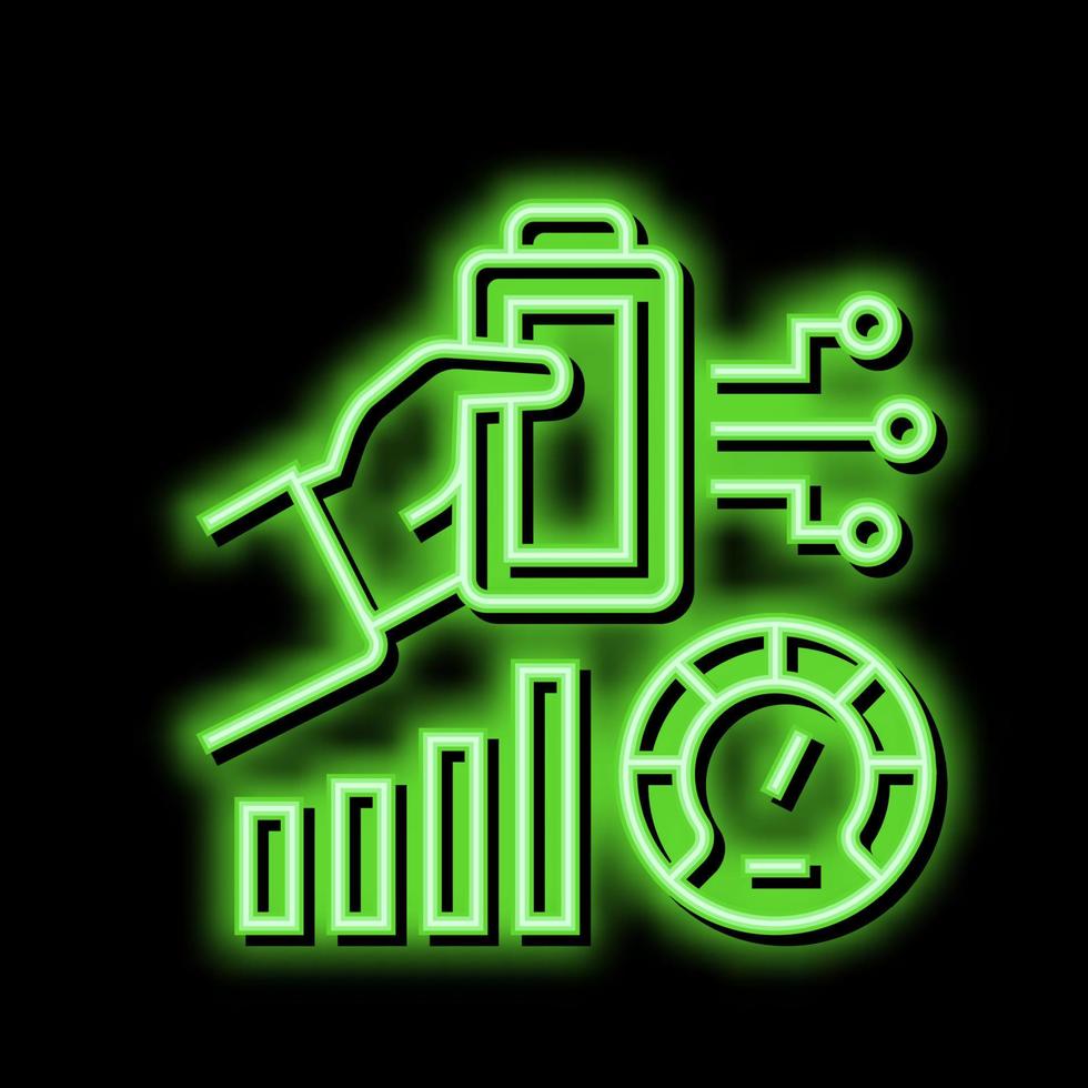 batteri optimera neon glöd ikon illustration vektor