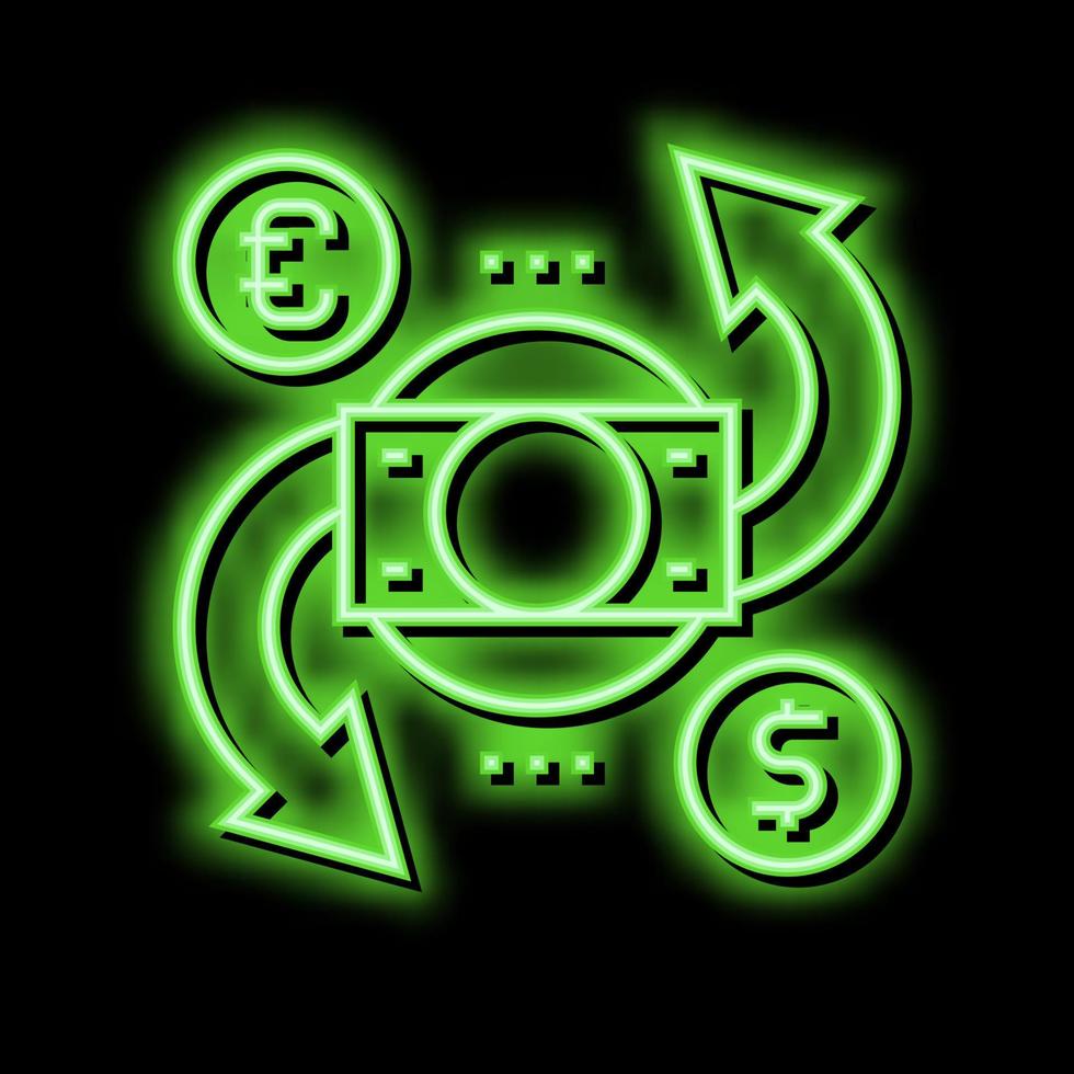 Währung Austausch und Konverter Neon- glühen Symbol Illustration vektor