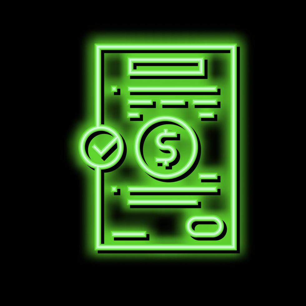 finansiera investering avtal neon glöd ikon illustration vektor