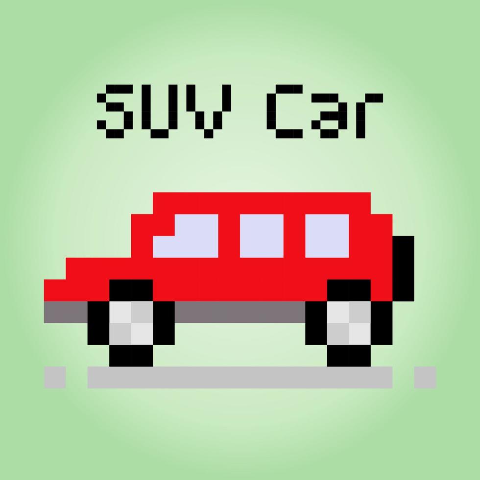 8 bitars pixel bil. suv biltransportobjekt för speltillgångar i vektorillustration. vektor