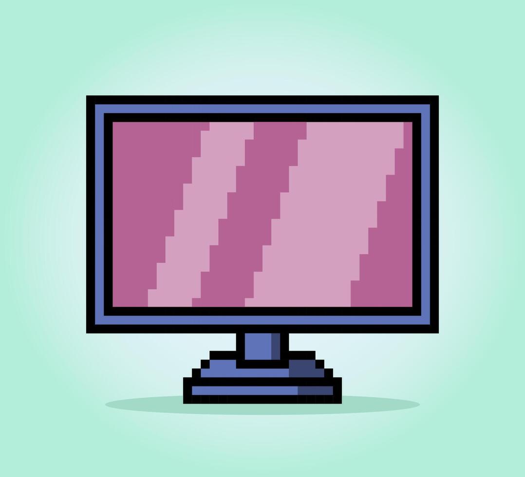 8 bisschen Pixel modern Fernsehen im Vektor Illustration zum Spiel Vermögenswerte. eben Fernseher Pixel Kunst.