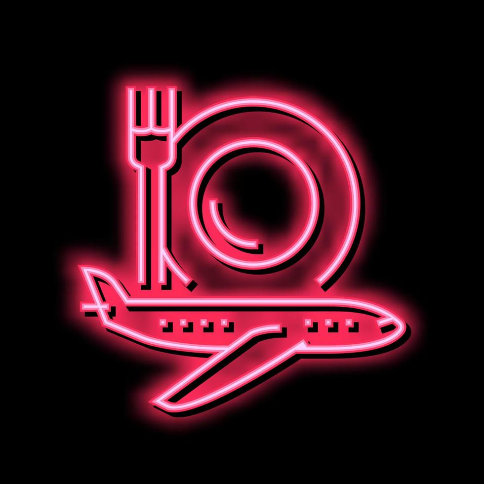 Flugzeug Gastronomie Neon- glühen Symbol Illustration vektor