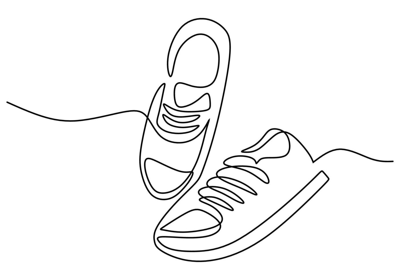 einer Linie Zeichnung von Schuhe isoliert auf Weiß Hintergrund. vektor