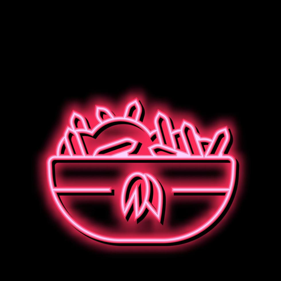 gekocht Haferflocken Frühstück Neon- glühen Symbol Illustration vektor