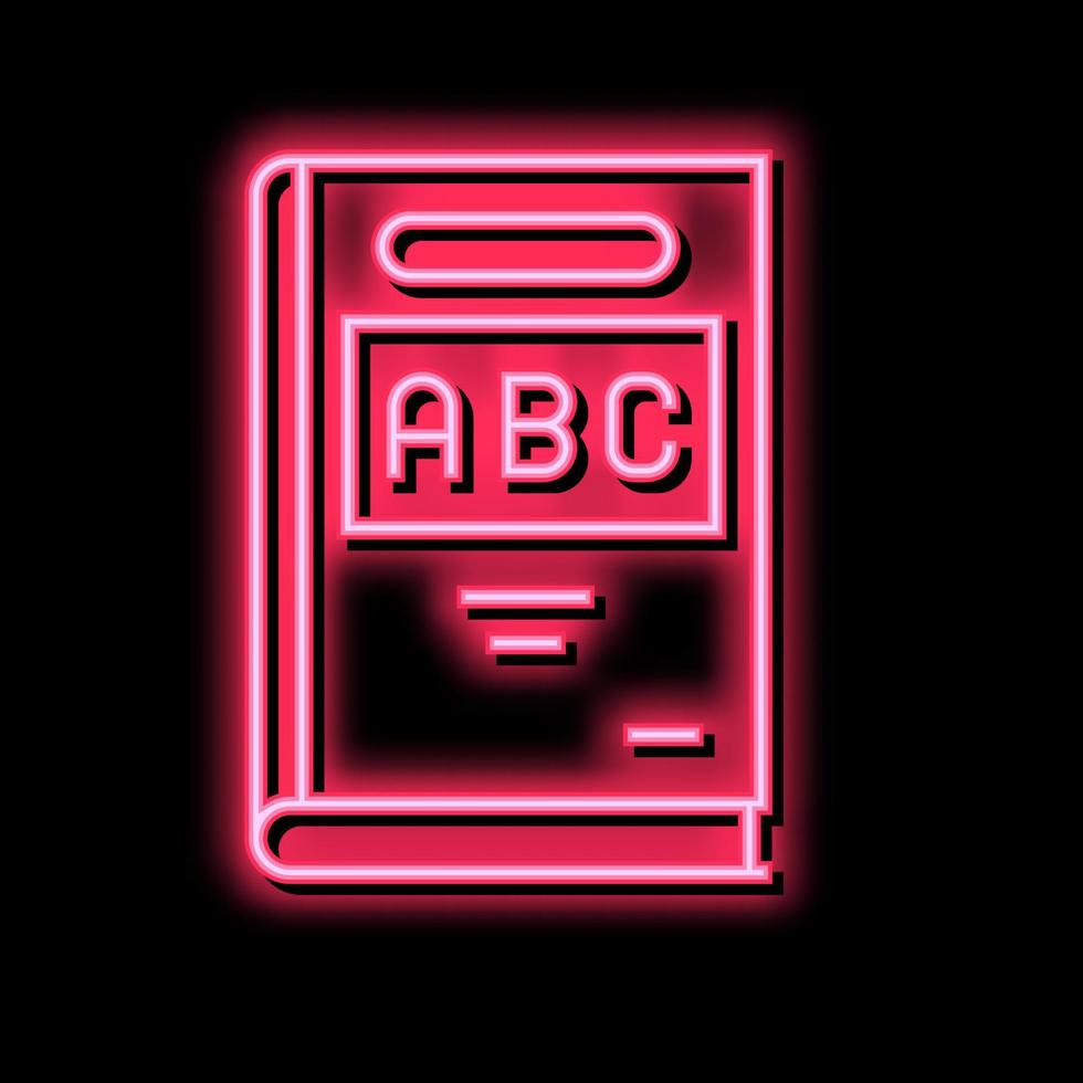 ABC Buch Neon- glühen Symbol Illustration vektor