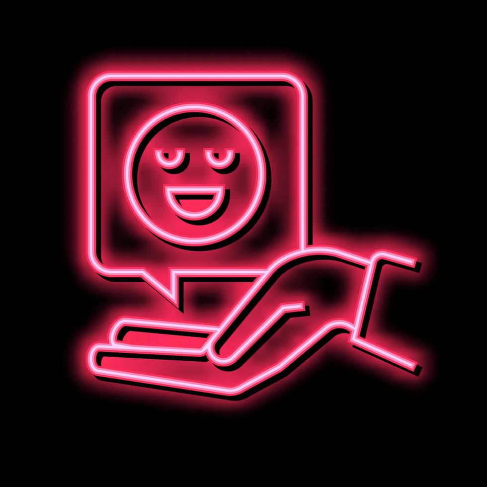 glücklich Klient Rezension Neon- glühen Symbol Illustration vektor