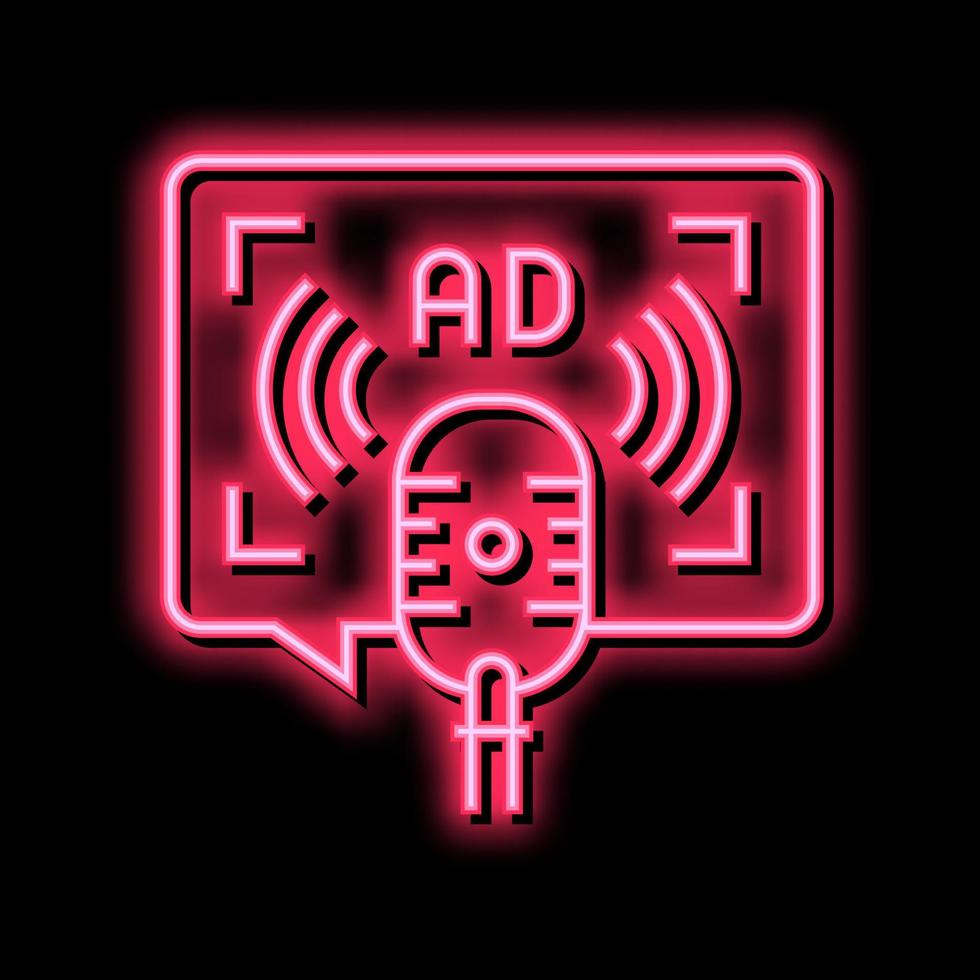 reklam på radio neon glöd ikon illustration vektor
