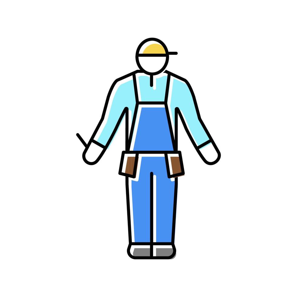 Worker Builder Farbe Symbol Vektor Illustration