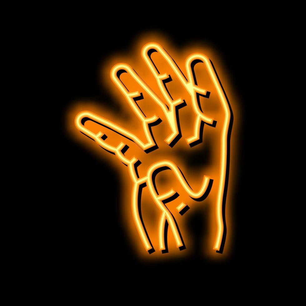 Palme von Hand Neon- glühen Symbol Illustration vektor