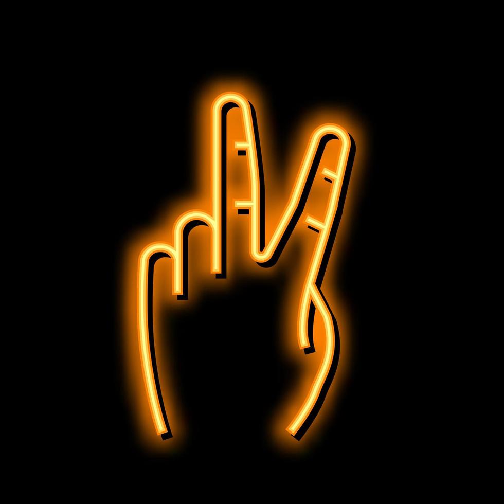 Sieg Hand Geste Neon- glühen Symbol Illustration vektor