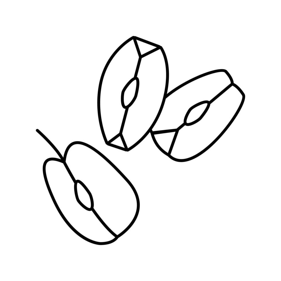 skiva grön äpple skära linje ikon vektor illustration