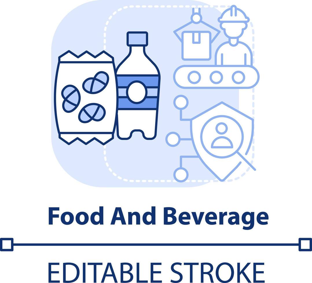 Essen und Getränk Licht Blau Konzept Symbol. biometrisch Technologie Verwendungszweck abstrakt Idee dünn Linie Illustration. Herstellung. isoliert Gliederung Zeichnung. editierbar Schlaganfall vektor
