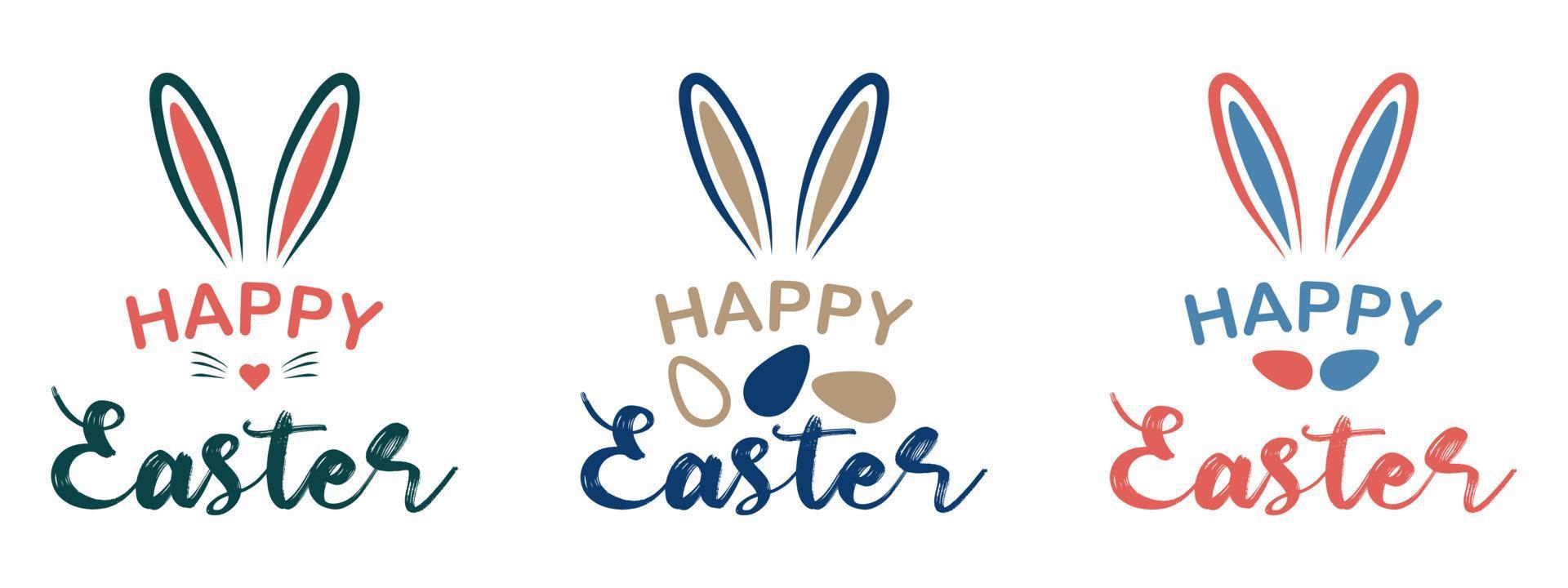 Lycklig påsk färgrik begrepp design, berättelse mall och baner med kanin öron och påsk ägg isolerat på vit bakgrund. vektor