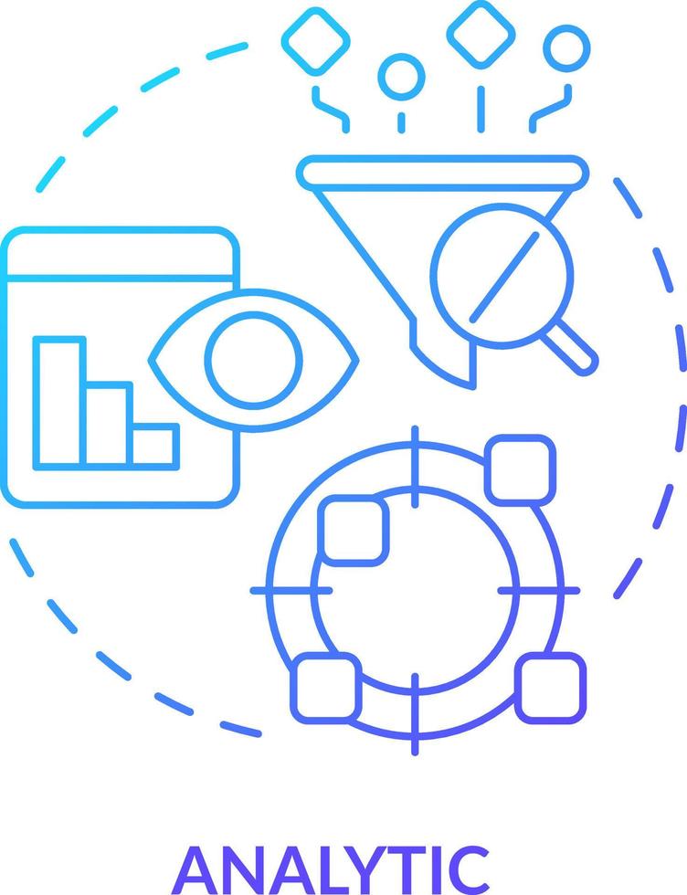 analytisch Blau Gradient Konzept Symbol. Bisherige Daten lernen. Rentabilität Modell- zum Prognose abstrakt Idee dünn Linie Illustration. isoliert Gliederung Zeichnung vektor