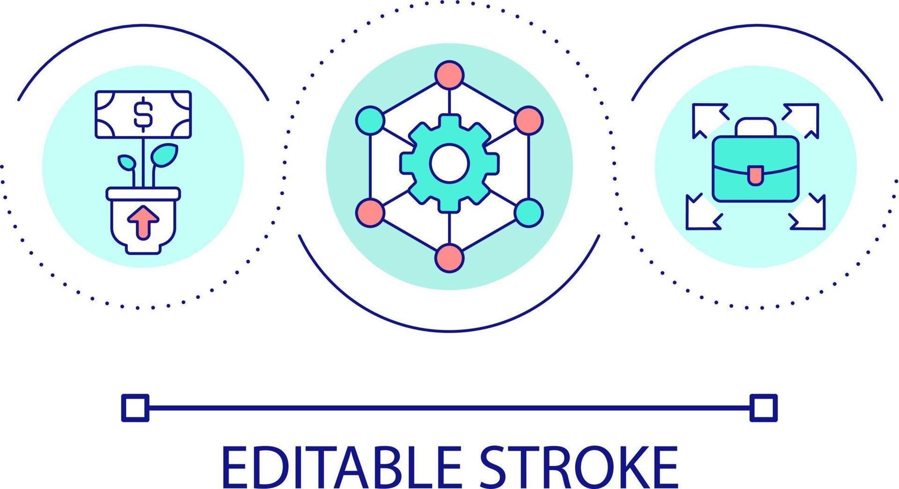 tillväxt och expansion av företag slinga begrepp ikon. skapande jobb för ekonomi öka abstrakt aning tunn linje illustration. utveckling. isolerat översikt teckning. redigerbar stroke vektor