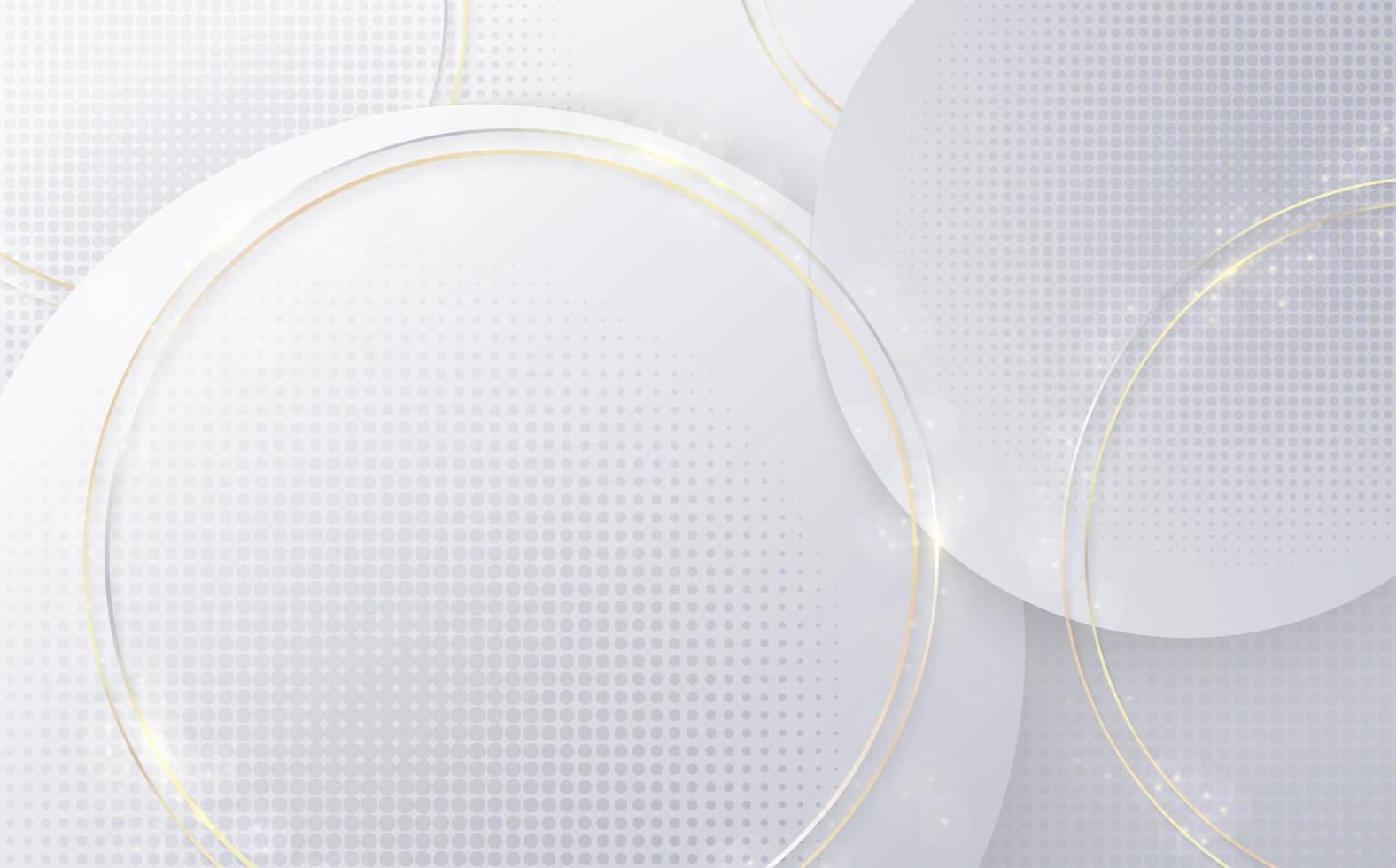 abstrakt Gradient Weiß und grau Vorlage von Technik Kreis Dekoration mit gerundet Halbton. überlappend mit golden runden Dekoration Hintergrund. vektor