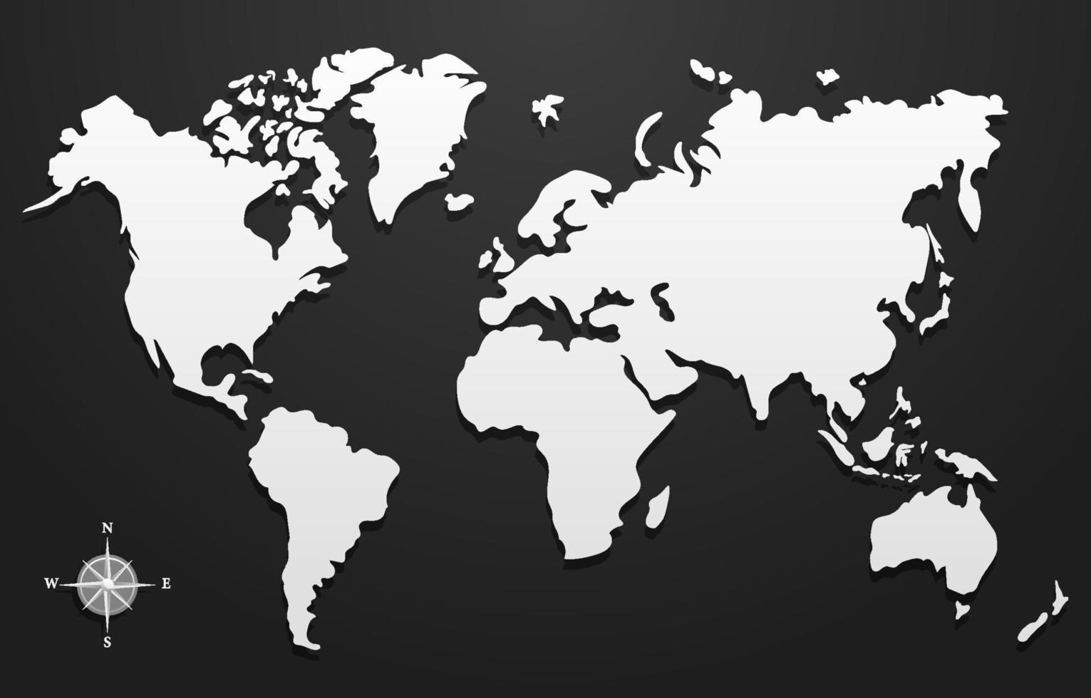 värld Karta svart och vit bakgrund vektor