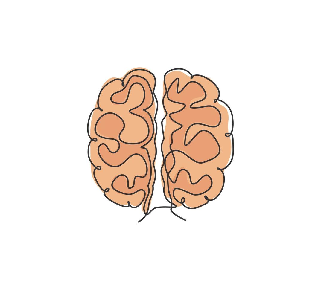 eine durchgehende Strichzeichnung des menschlichen Gehirns Anatomie Symbol Logo Emblem. Medizinisches Organ für Neurologie Wissen Symbol Logo Vorlage Konzept. moderne grafische Darstellung des einzeiligen Draw-Designs vektor
