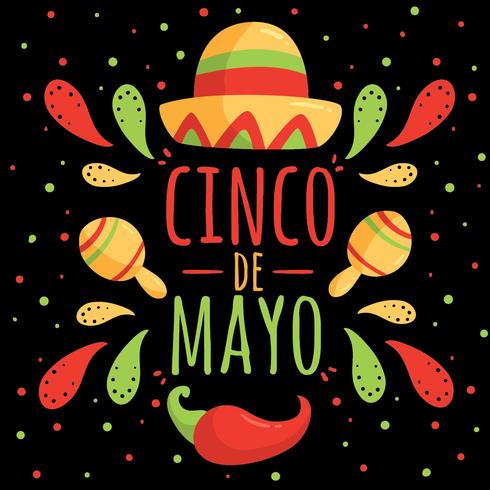 Cinco De Mayo auf schwarzem Vektor