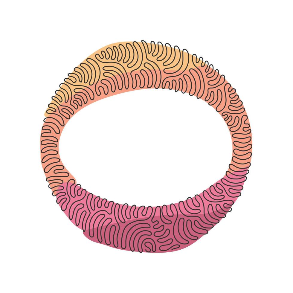 Kontinuierliche eine Linie, die geometrische Formen zeichnet, Ellipsensymbol. einfache Linie, Umrissvektor 3D-Figuren-Symbole für ui und ux. Wirbel-Curl-Kreis-Hintergrund-Stil. Einzeilige Zeichnungsdesign-Vektorillustration vektor