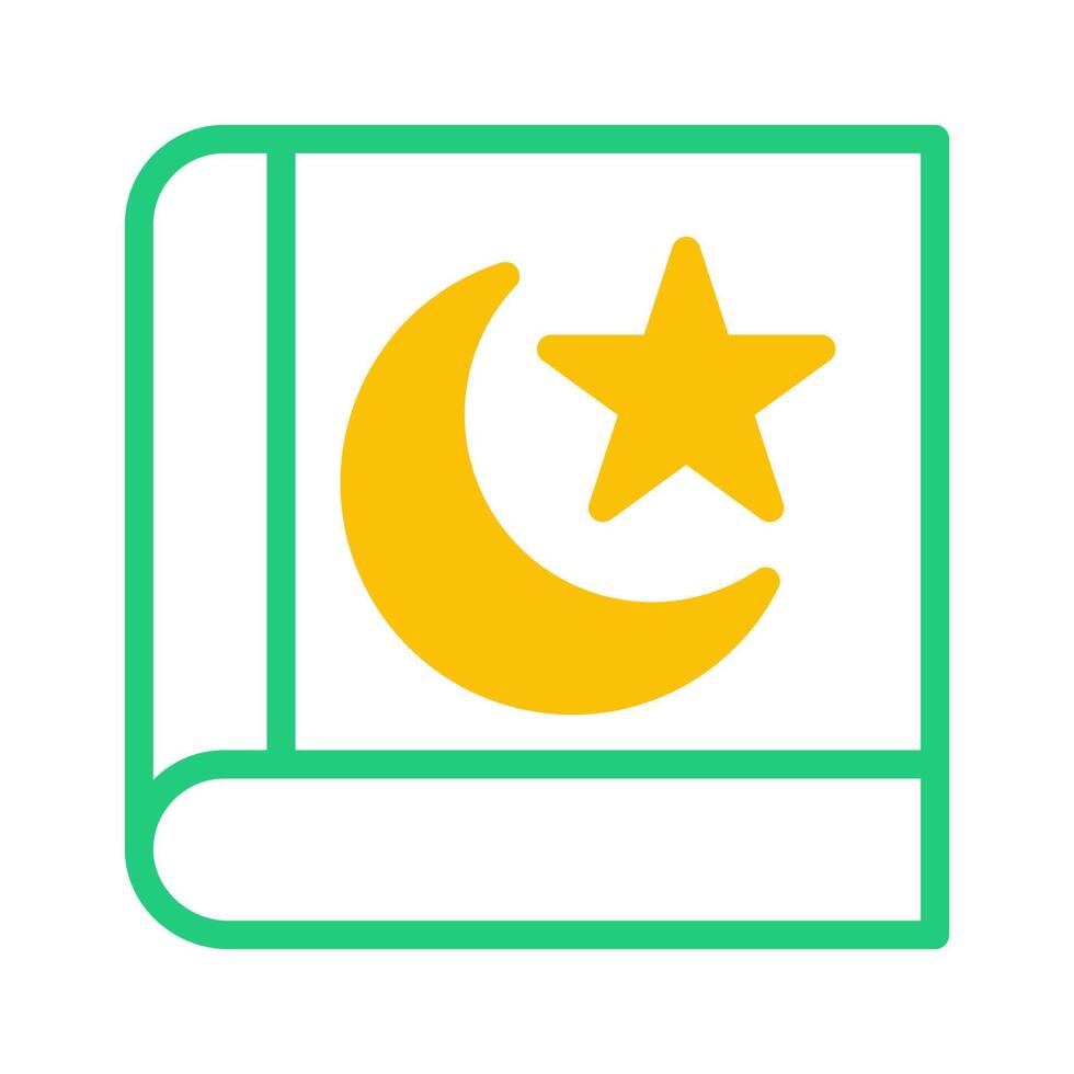 Koran Symbol Duotone Grün Gelb Stil Ramadan Illustration Vektor Element und Symbol perfekt.