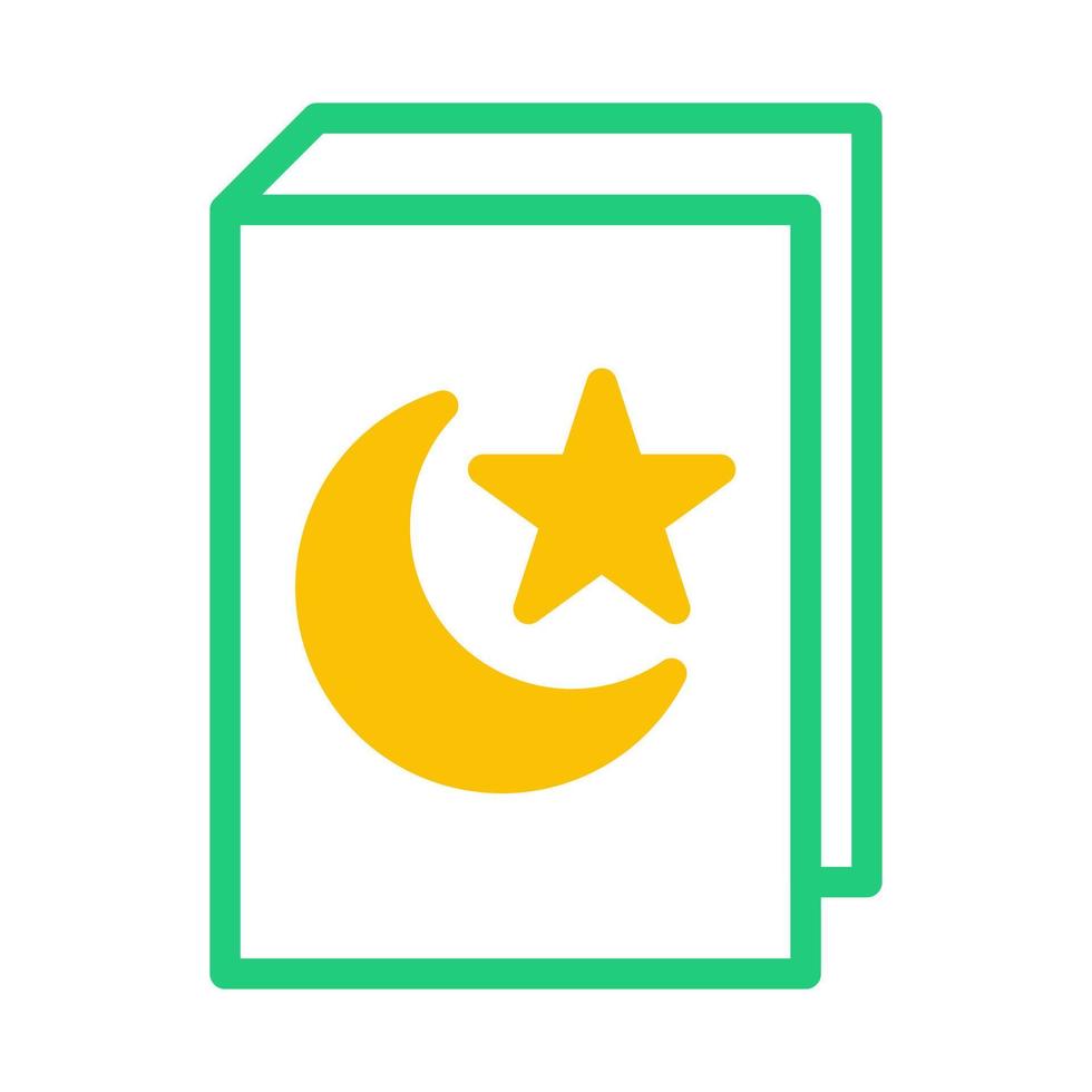 Koran Symbol Duotone Grün Gelb Stil Ramadan Illustration Vektor Element und Symbol perfekt.