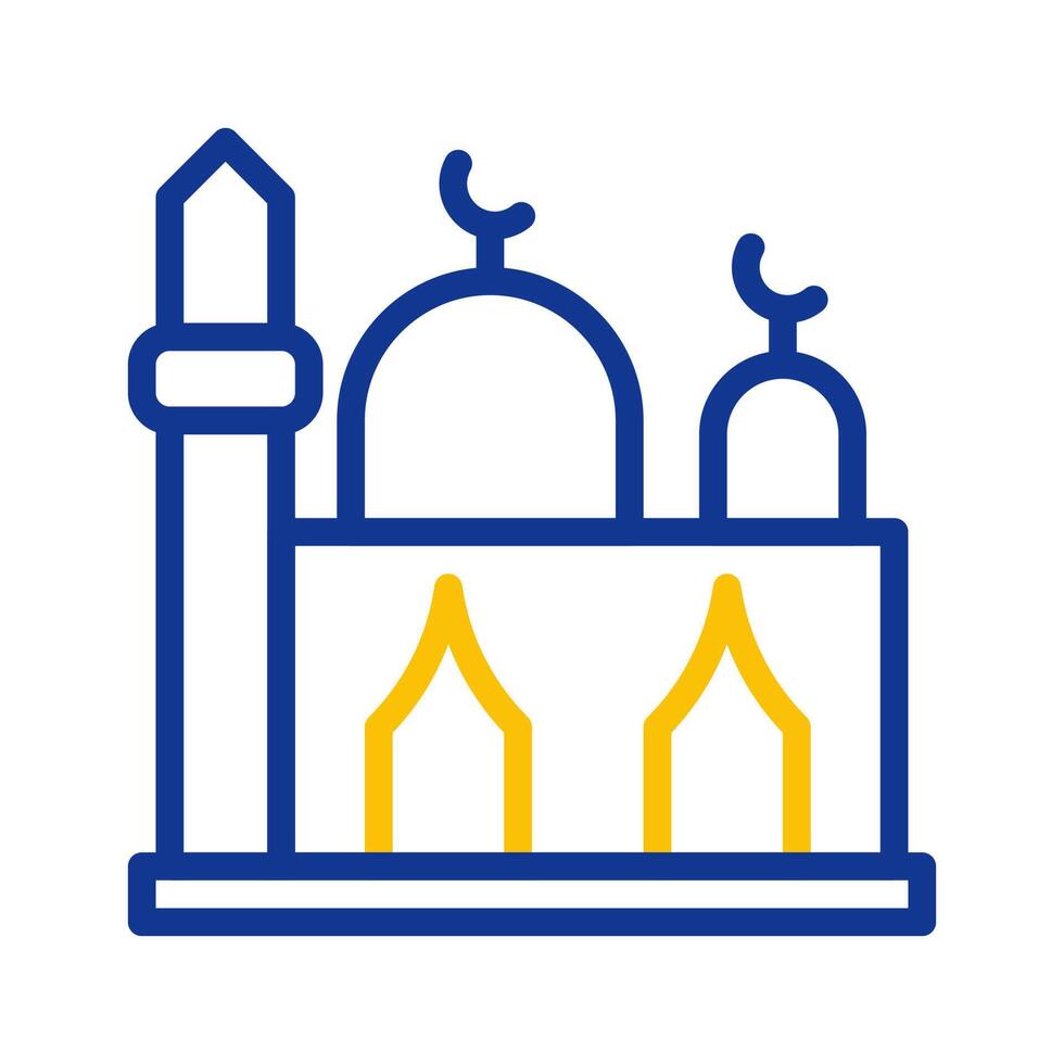 moské ikon duofärg blå gul stil ramadan illustration vektor element och symbol perfekt.