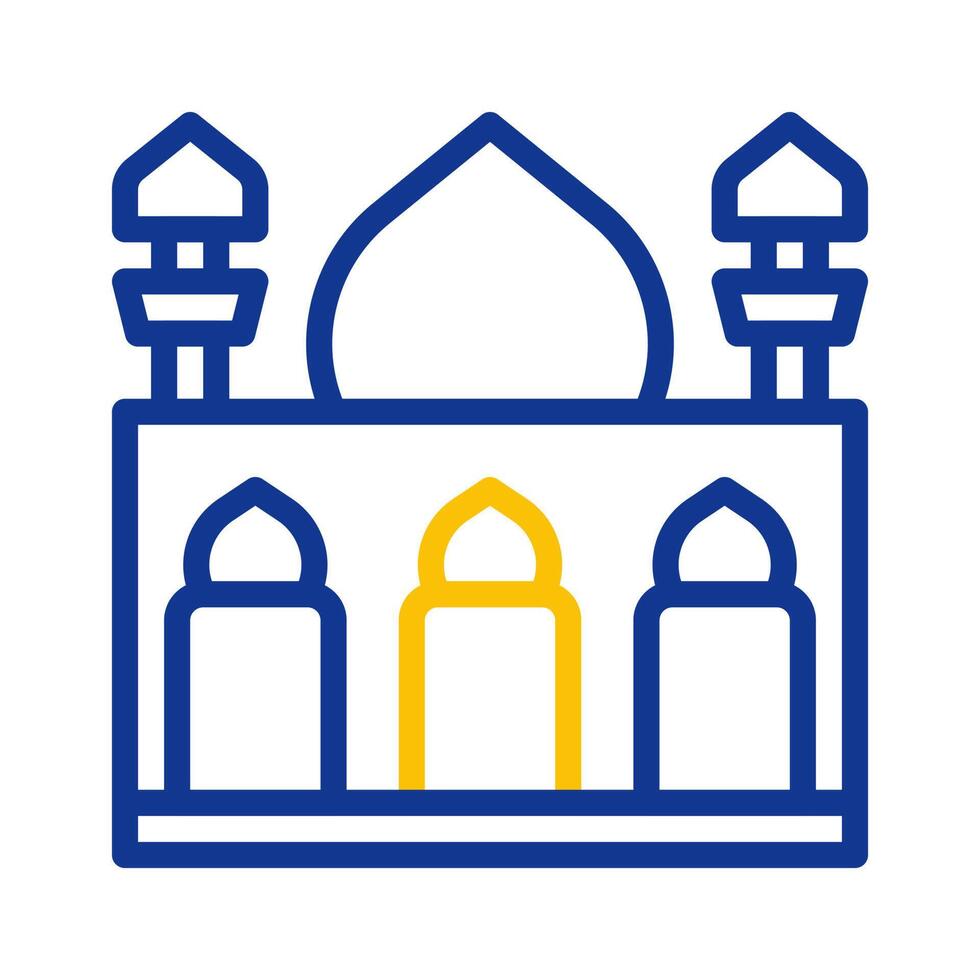 Moschee Symbol duocolor Blau Gelb Stil Ramadan Illustration Vektor Element und Symbol perfekt.