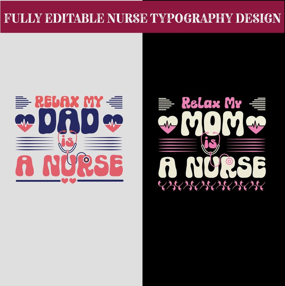 Krankenschwester Papa Mama Typografie t Hemd Design vektor