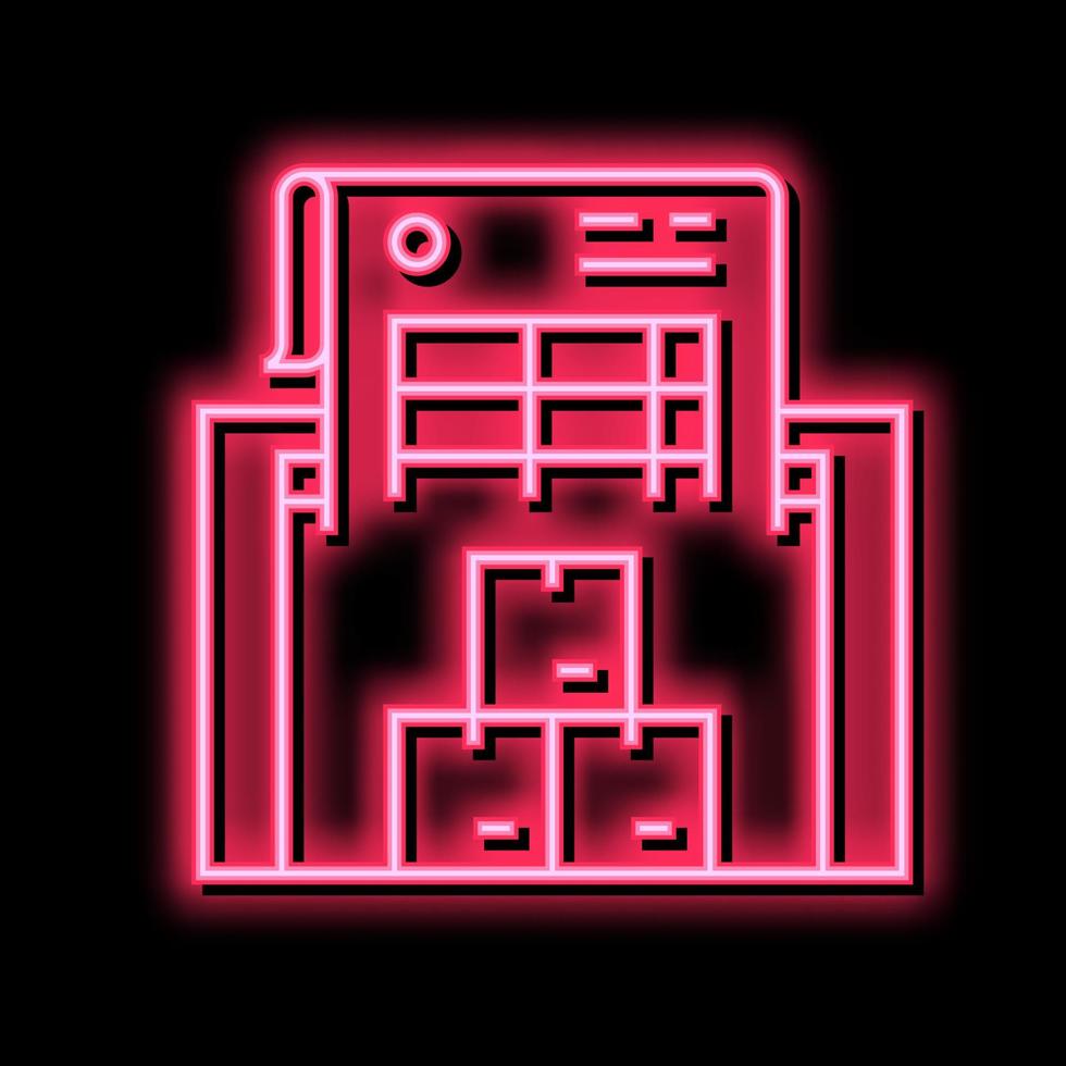 Berechnung von optimal Lager Neon- glühen Symbol Illustration vektor