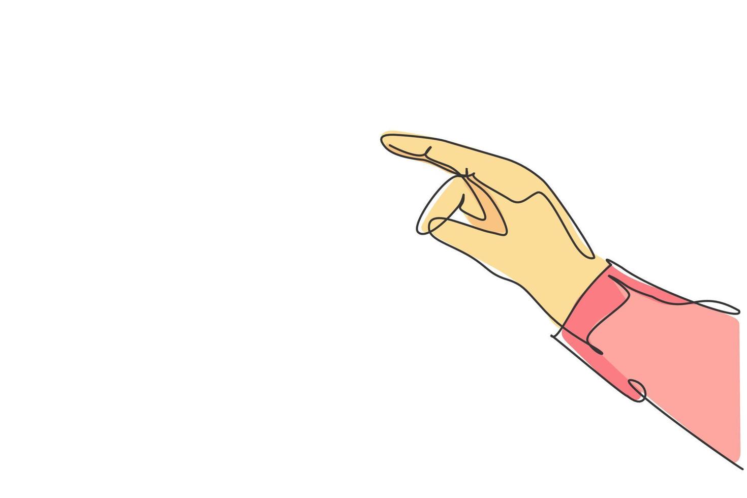 menschliche Finger berühren Geste. einzelne durchgehende Linie Handgeste-Grafiksymbol. einfaches einzeiliges doodle für technologiekonzept. isolierte Vektor-Illustration minimalistisches Design auf weißem Hintergrund vektor