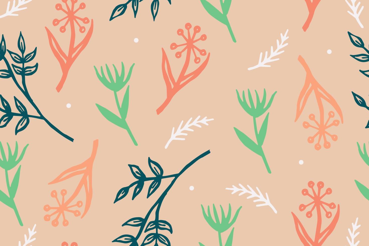 sömlös mönster med blommor och växter. vår färgrik blommor mönster. vektor illustration.