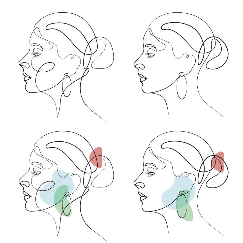 kvinna ansikte skönhet salong ögonhår ögonbryn elegant fortsätter linje konst teckning minimalistisk konstverk illustration vektor