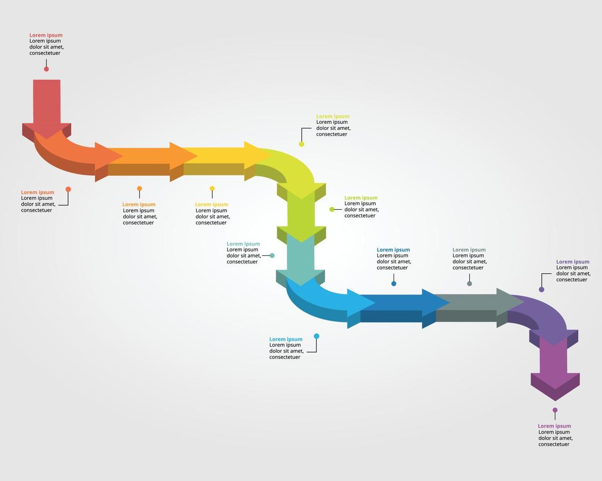 tidslinje pil Diagram mall för infographic för presentation för 12 element vektor