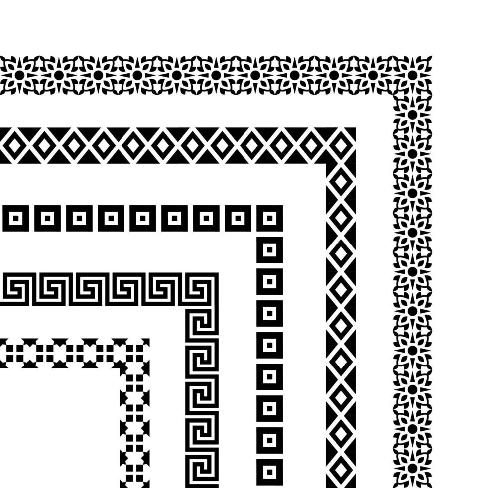 Rand Papier Stammes- Stil. ethnisch nahtlos Muster. nahtlos ethnisch und Stammes- Muster. ethnisch Vektor Linie Rand Satz. aztekisch geometrisch einfarbig Jahrgang.