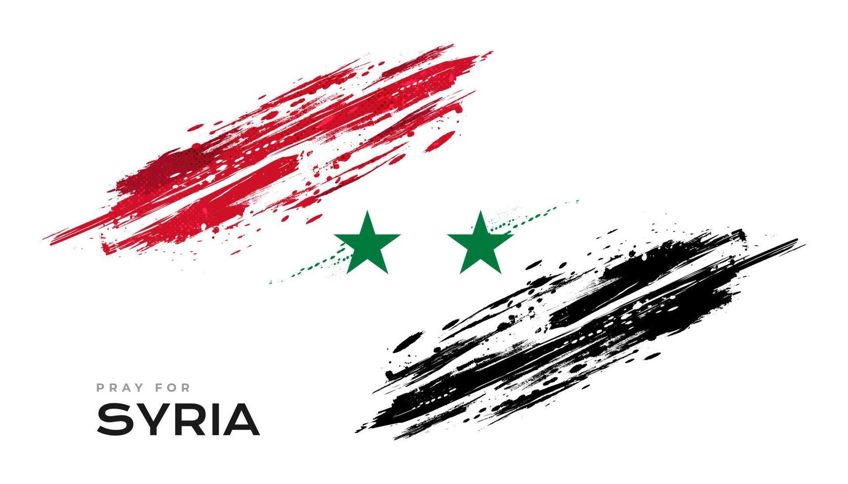 syrien flagga med borsta effekt med be för syrien text vektor