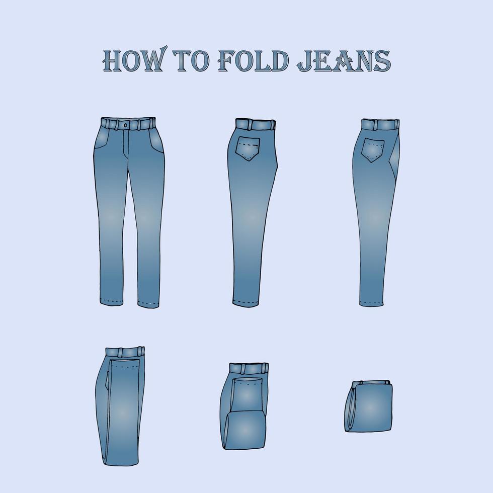på vilket sätt till vika ihop jeans byxor vektor