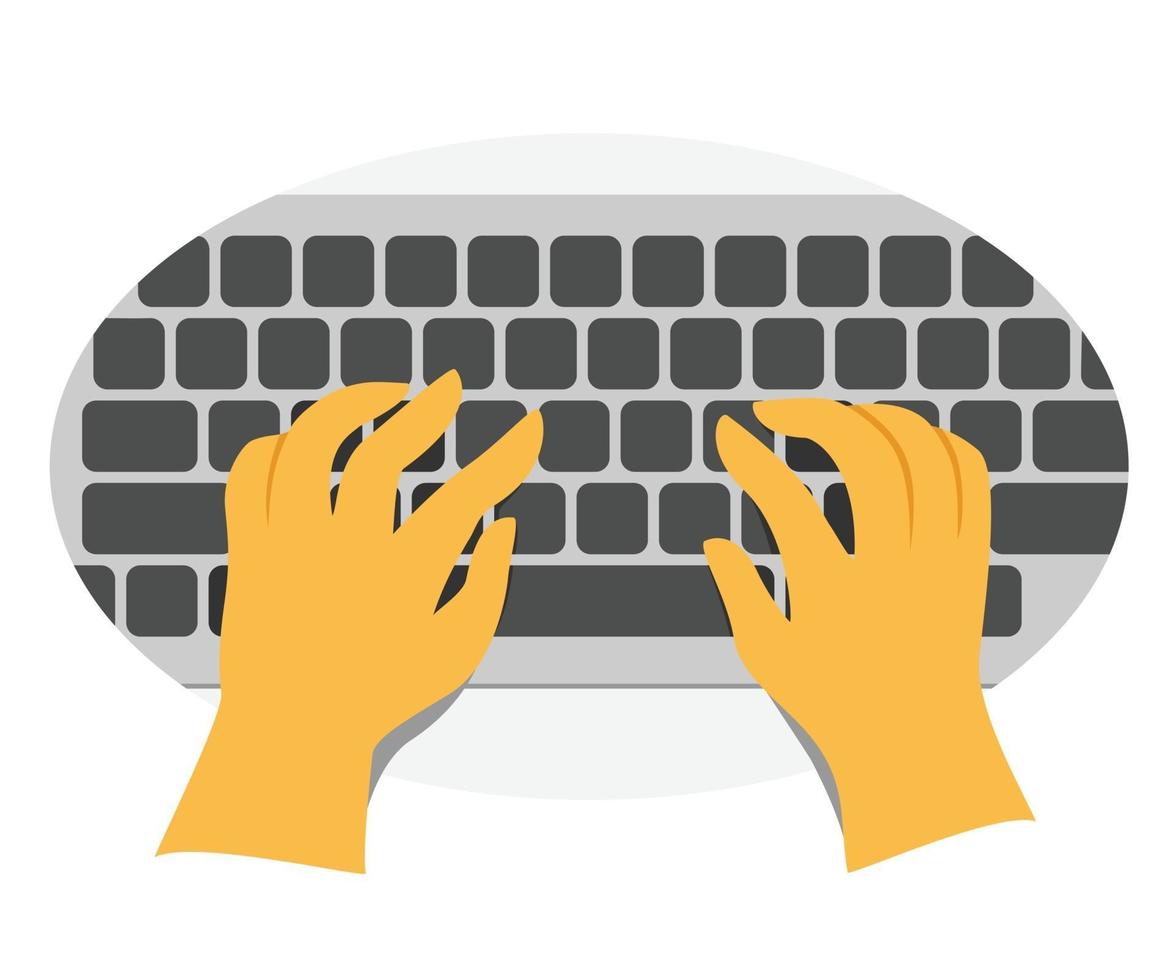 menschliche Hände geben die Tastatur ein vektor