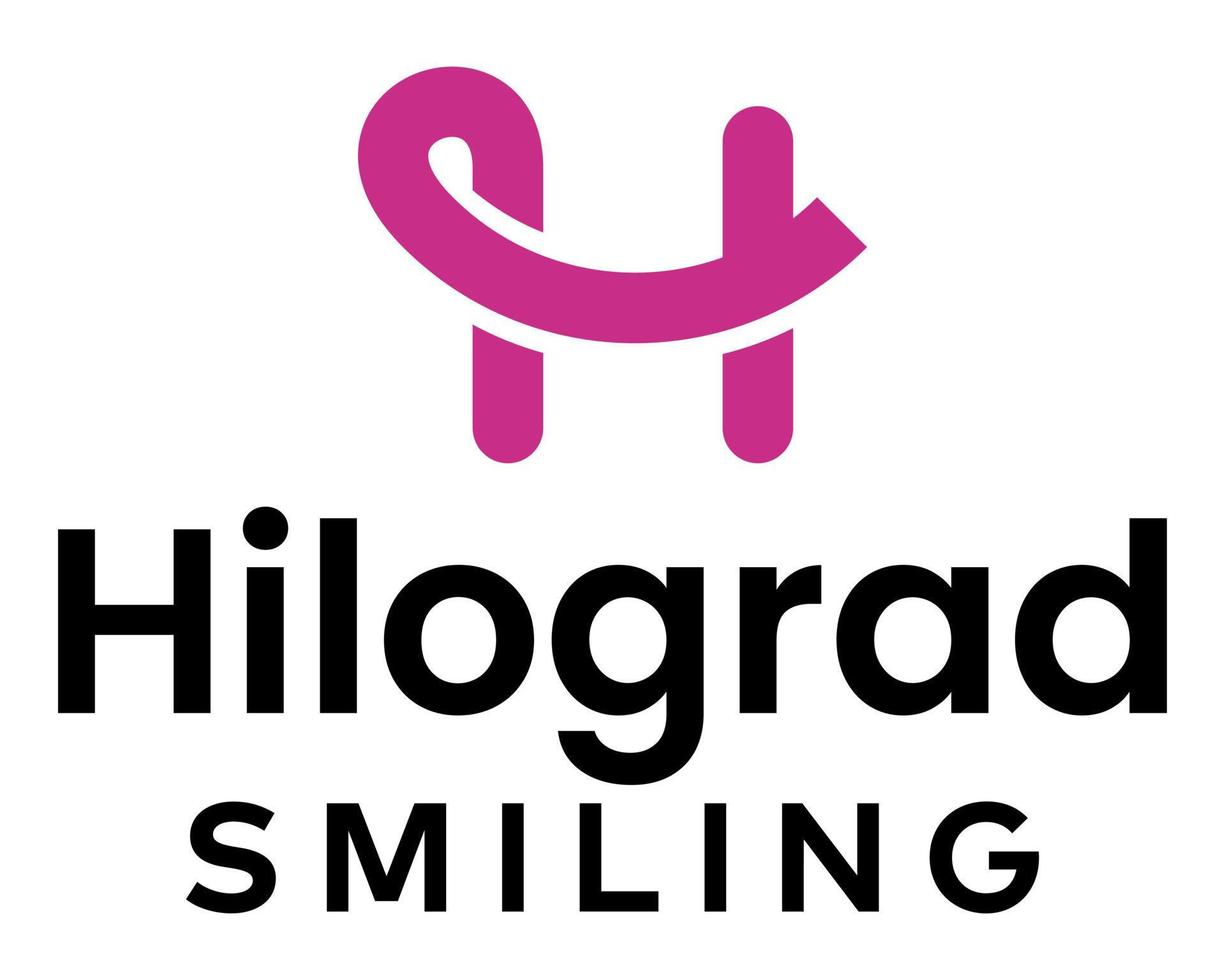 brev h monogram leende tandvård logotyp design. vektor