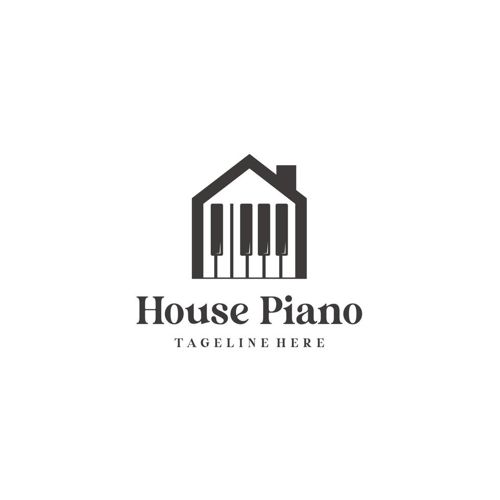 piano hus musik studio logotyp design vektor