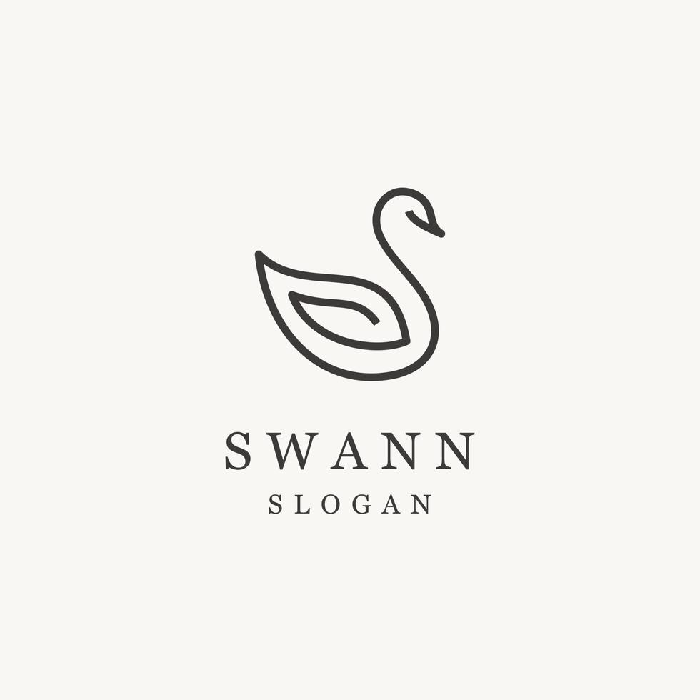 Schwan einfach minimalistisch elegant Linie Stil Logo Symbol Design Vorlage eben Vektor