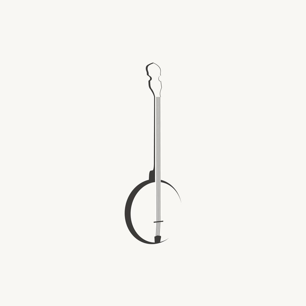 banjo sträng instrument enkel platt minimalistisk logotyp design vektor