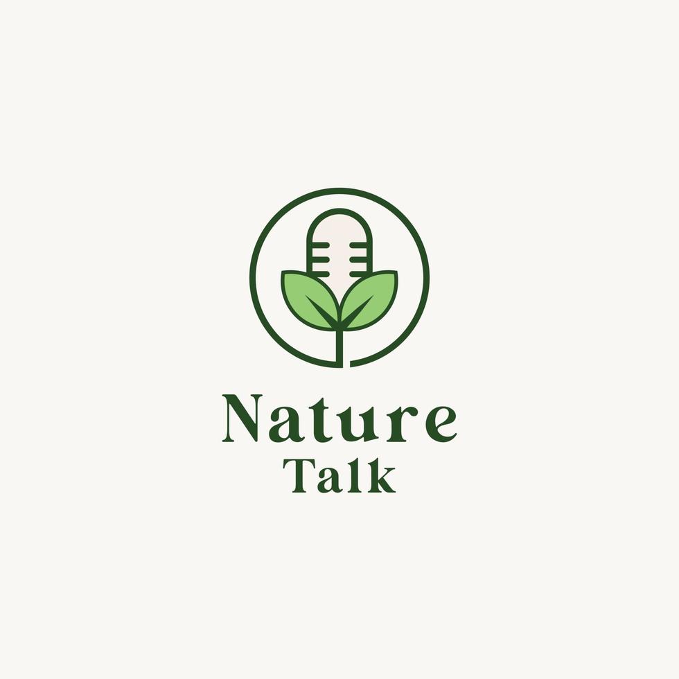 Mikrofon Aufzeichnung Pflanze Podcast Natur Logo Design Vektor Symbol
